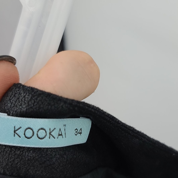 Kookai black faux leather trim pencil mini skirt - Picture 4 of 6